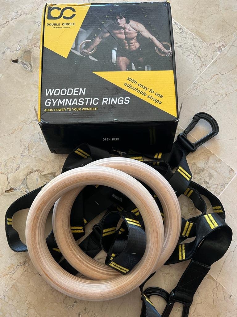 Double Circle Gymnastics Rings with Straps, Calisthenics Wooden Rings (Multi-Size) customer photo 2