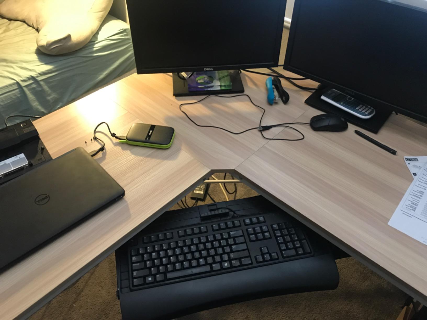 Mount-It! Keyboard Tray Under Desk with Adjustable Mouse Platform – Easy-Glide Sliding Drawer Under Desk Slide Out – Ergonomic Under Key Board Shelf for Office, Gaming, and Workstations customer photo 2