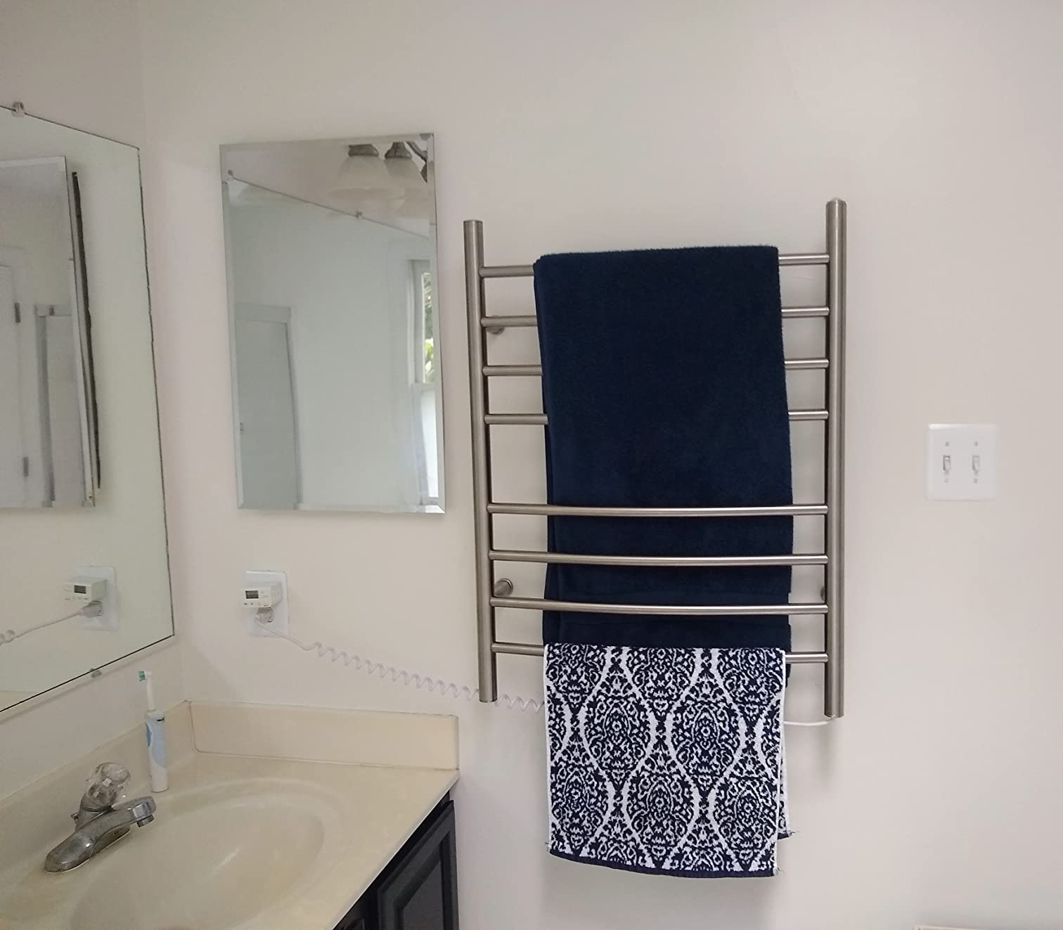 HEATGENE 8-Bar Towel Warmer, Heated Towel Rack, Plug-in, Brushed customer photo 1