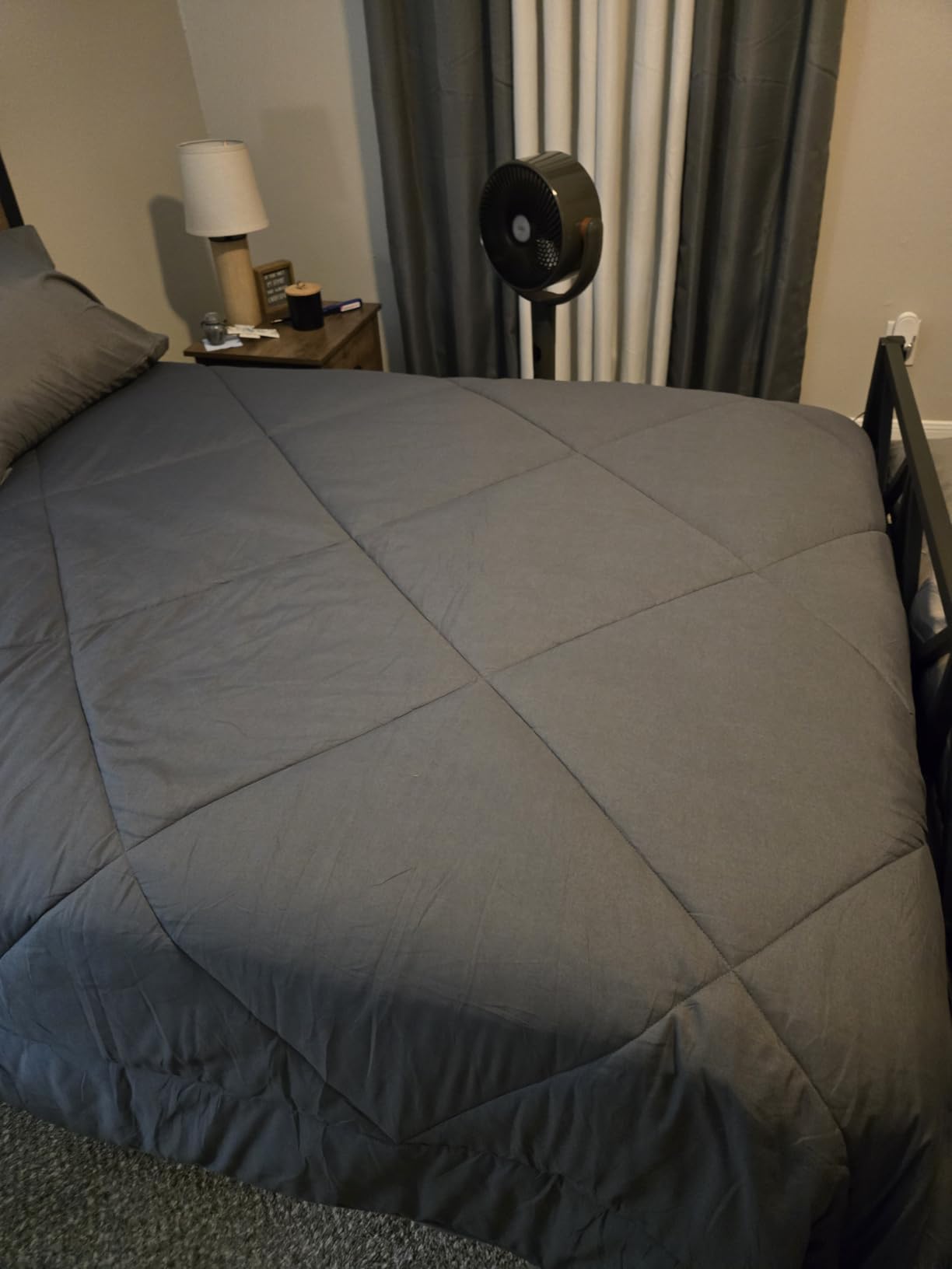 TEKAMON All Season Queen Comforter,Down Alternative Duvet Insert,Grey customer photo 1