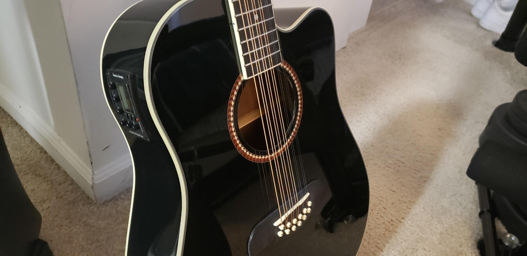 Oscar Schmidt OD312CEB-A Dreadnought (12 String) Cutaway Acoustic Electric Guitar. Black customer photo 1