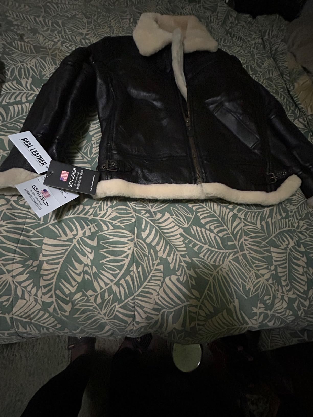 Men B3 Bomber Aviator Real Shearling Brown Sheepskin Leather Winter Jacket customer photo 2