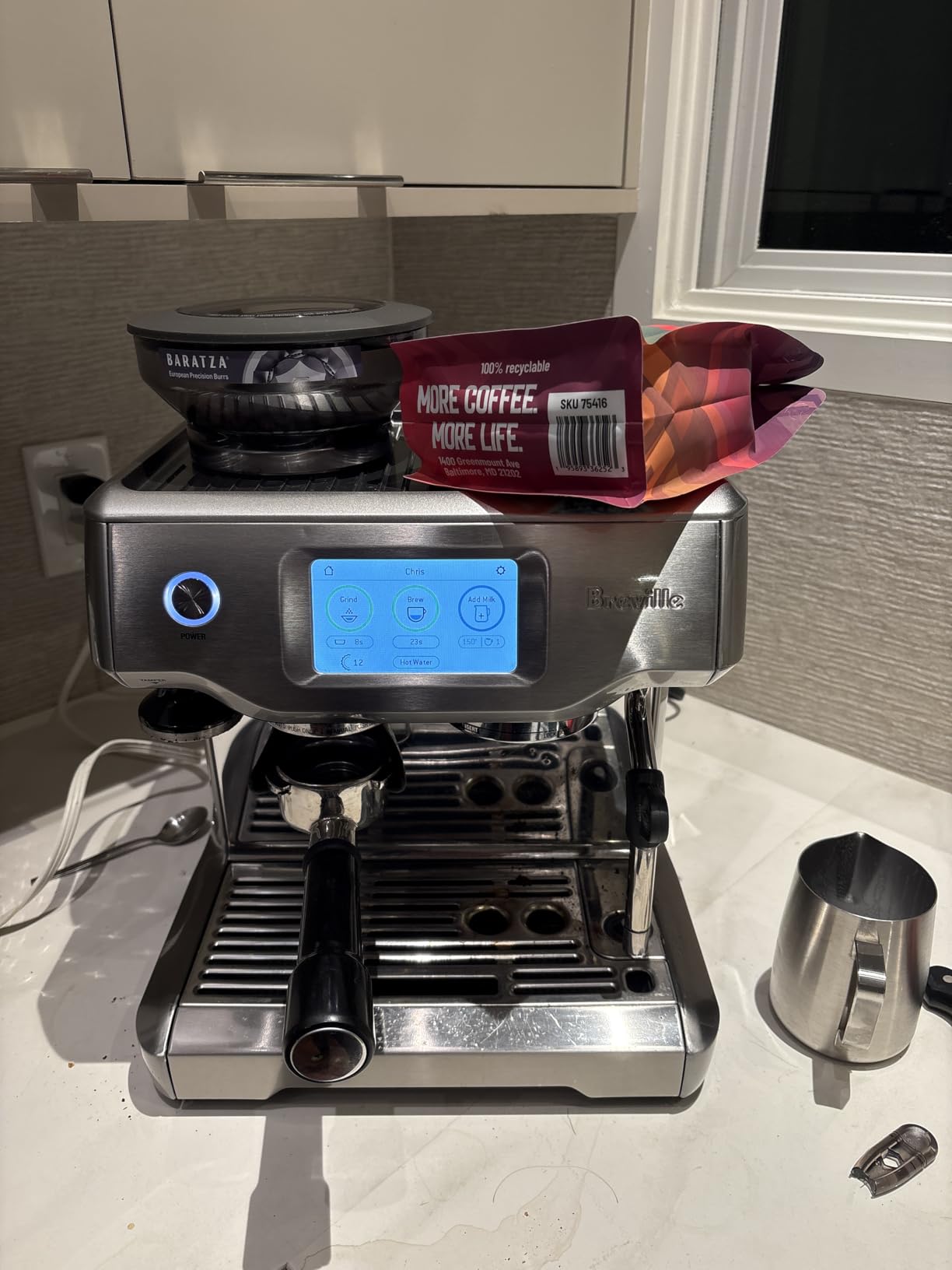 Breville BES880BSS Barista Touch Espresso Machine, Brushed Stainless Steel | Pull barista-quality espresso shots, lattes and cappuccinos at home with semi-automatic coffee maker with built-in grinder customer photo 1