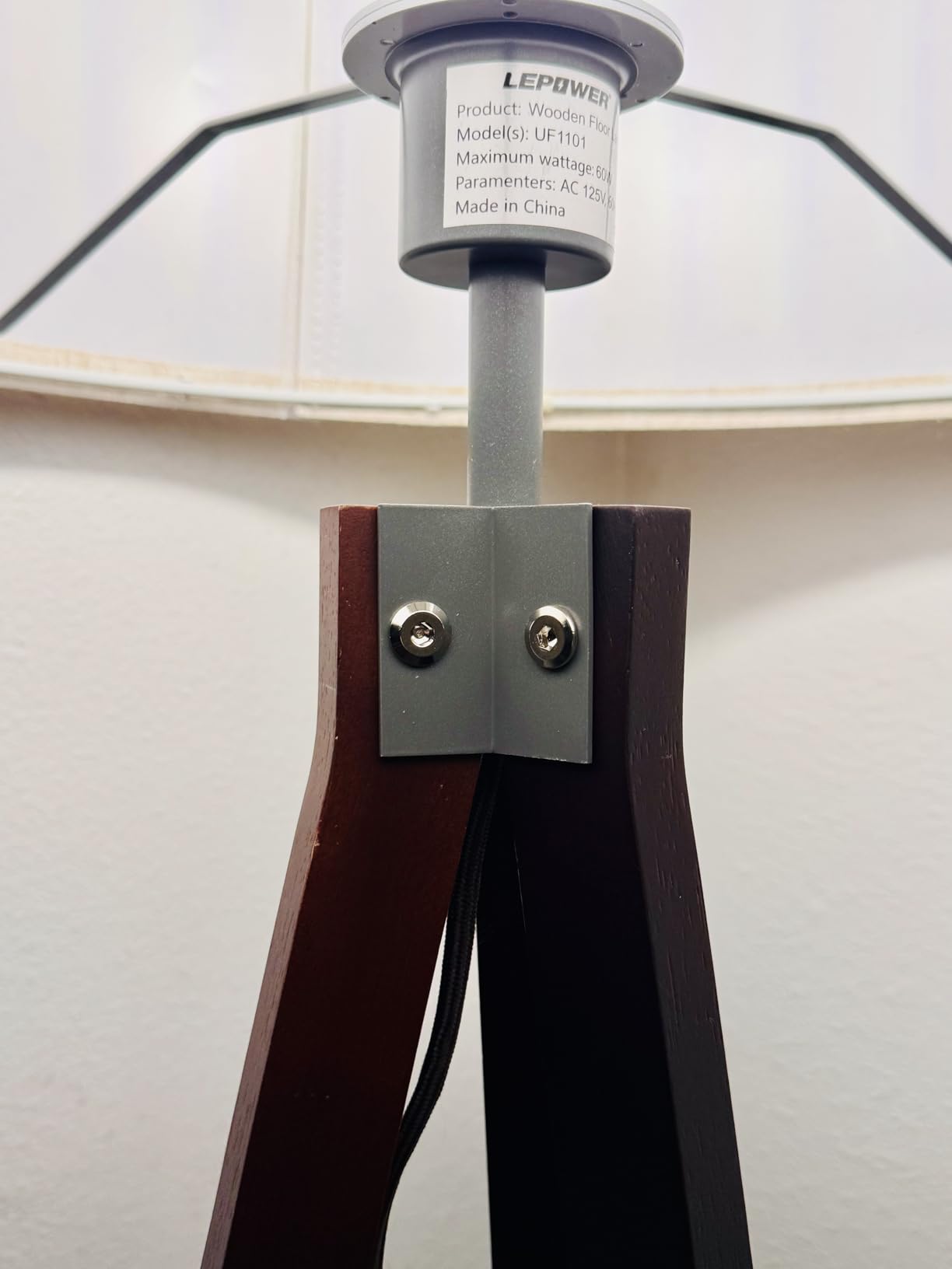 LEPOWER Tripod Floor Lamp Mid Century Modern Standing Lamps for Living Room | Light-Diffusing Linen Shade, Premium Rubberwood Tripod with E26 Base, Adding Warmth to Bedroom, Office & Study Corner Brown customer photo 1
