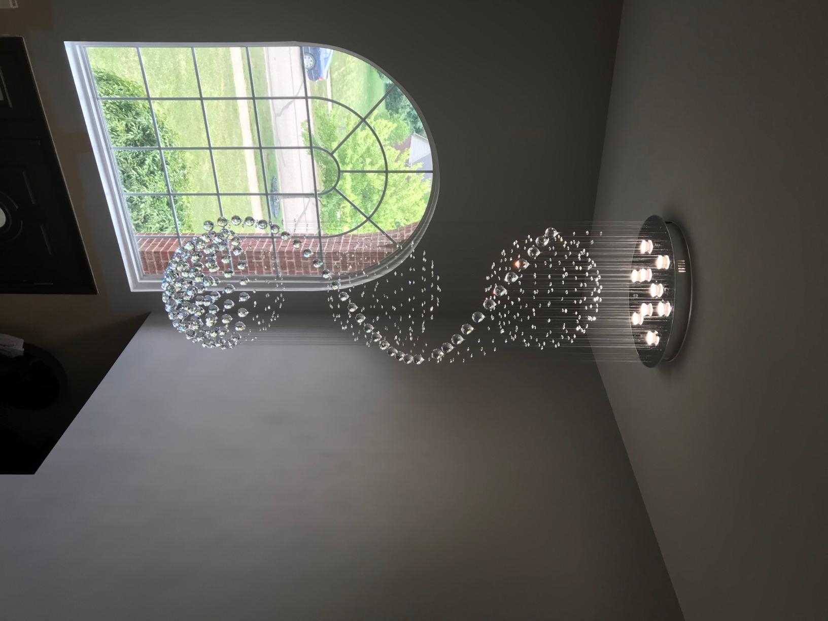 Modern Crystal Chandelier Spiral Sphere Design 9 Light Crystal High Ceiling Light Chandelier for Living Room Hotel Stairs Foyer Entryway Height 79 inch Flush Mount Diameter 24 inch customer photo 2