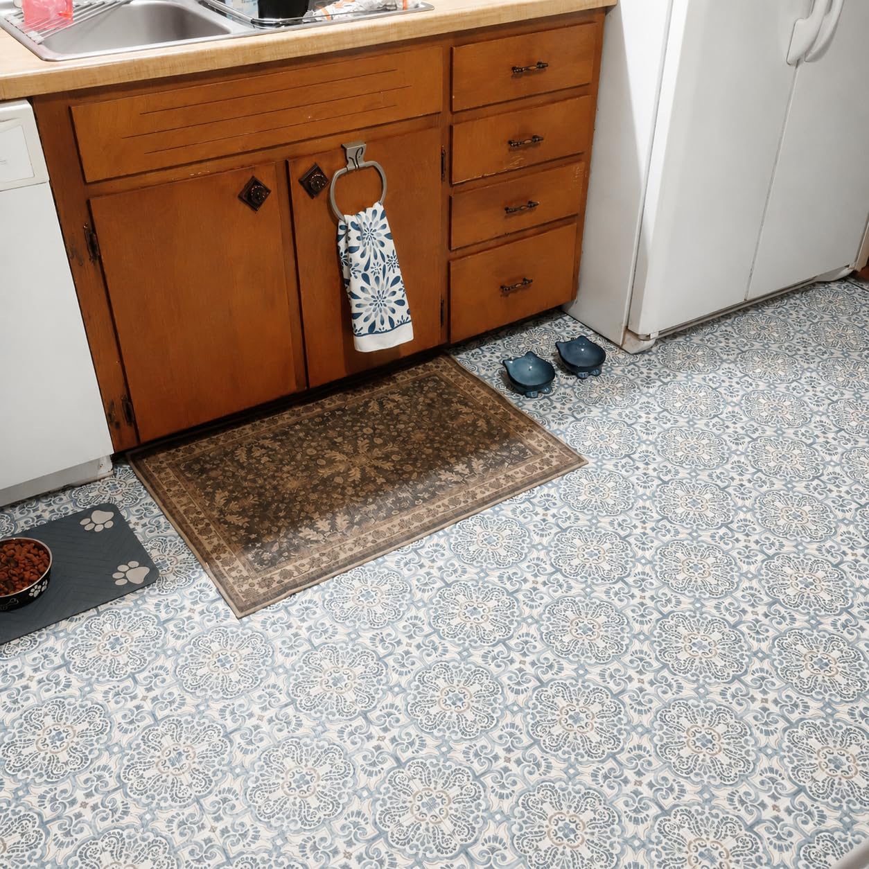 FloorPops FP2477 Fontaine Peel & Stick Floor Tiles, Blue customer photo 2