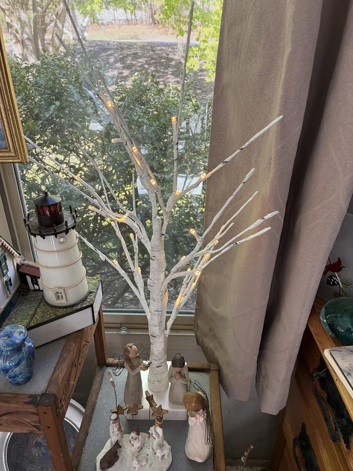 EAMBRITE Lighted Birch Tree Home Decor, Christmas Decorations Indoor 2Pack 24 LED Light Up Tabletop Mini Small Artificial White Trees Lamp with Lights Battery Operated/USB for Table Mantel (2FT) customer photo 2