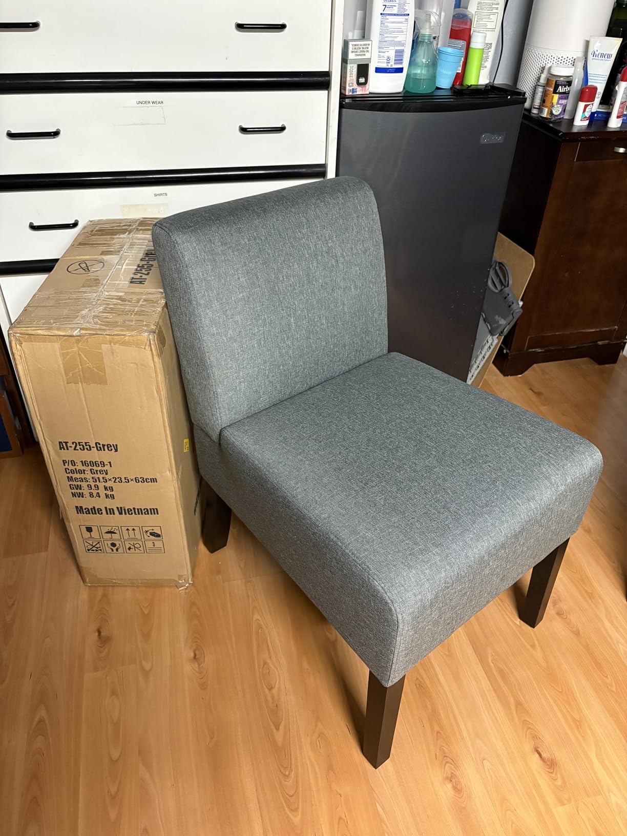 BestMassage | Armless Chair | Grey | Pack of 1 | Hard Wood Accent Chair customer photo 2