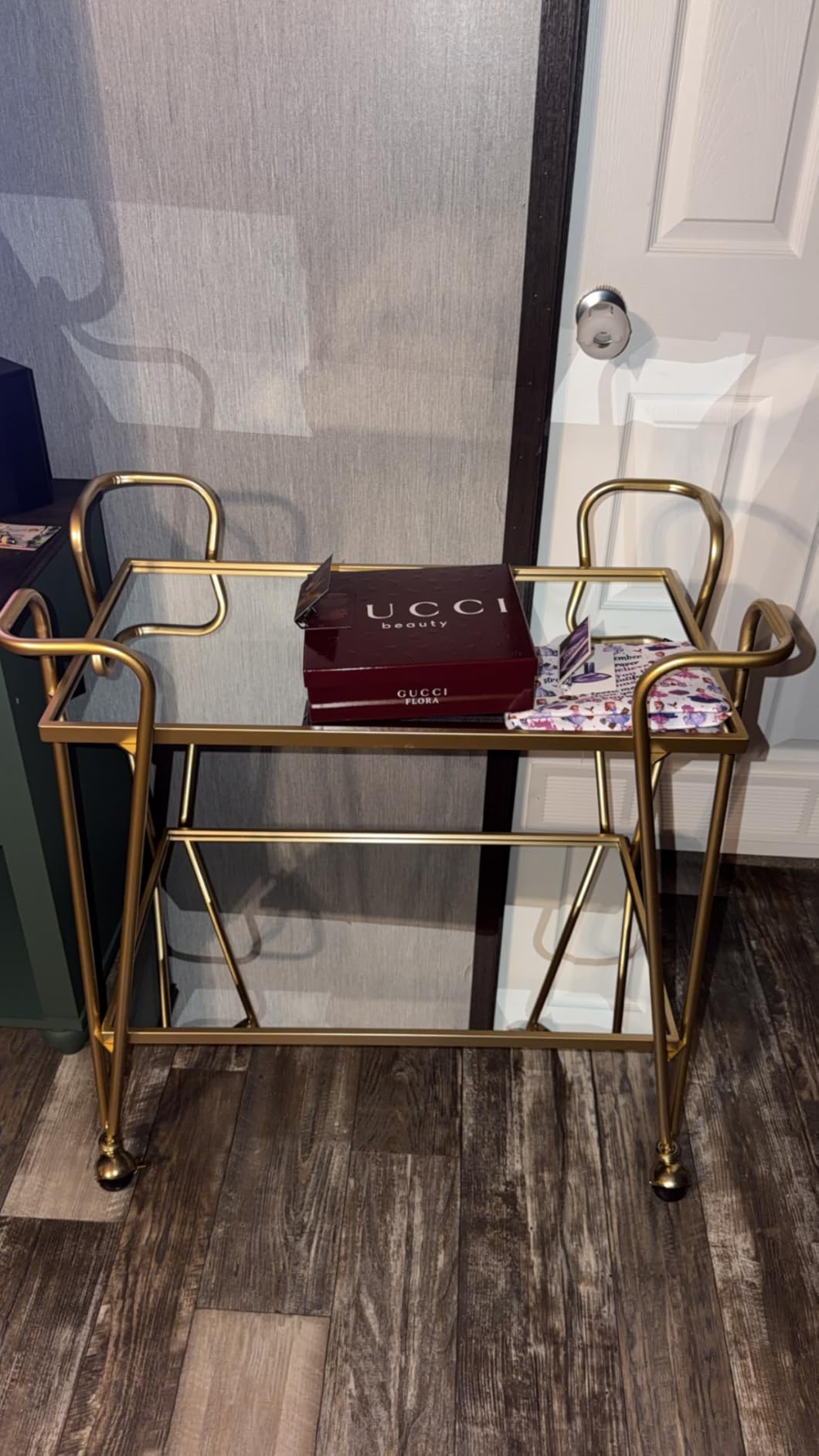 Linon Gina Mid-Century Bar Cart, Gold customer photo 2