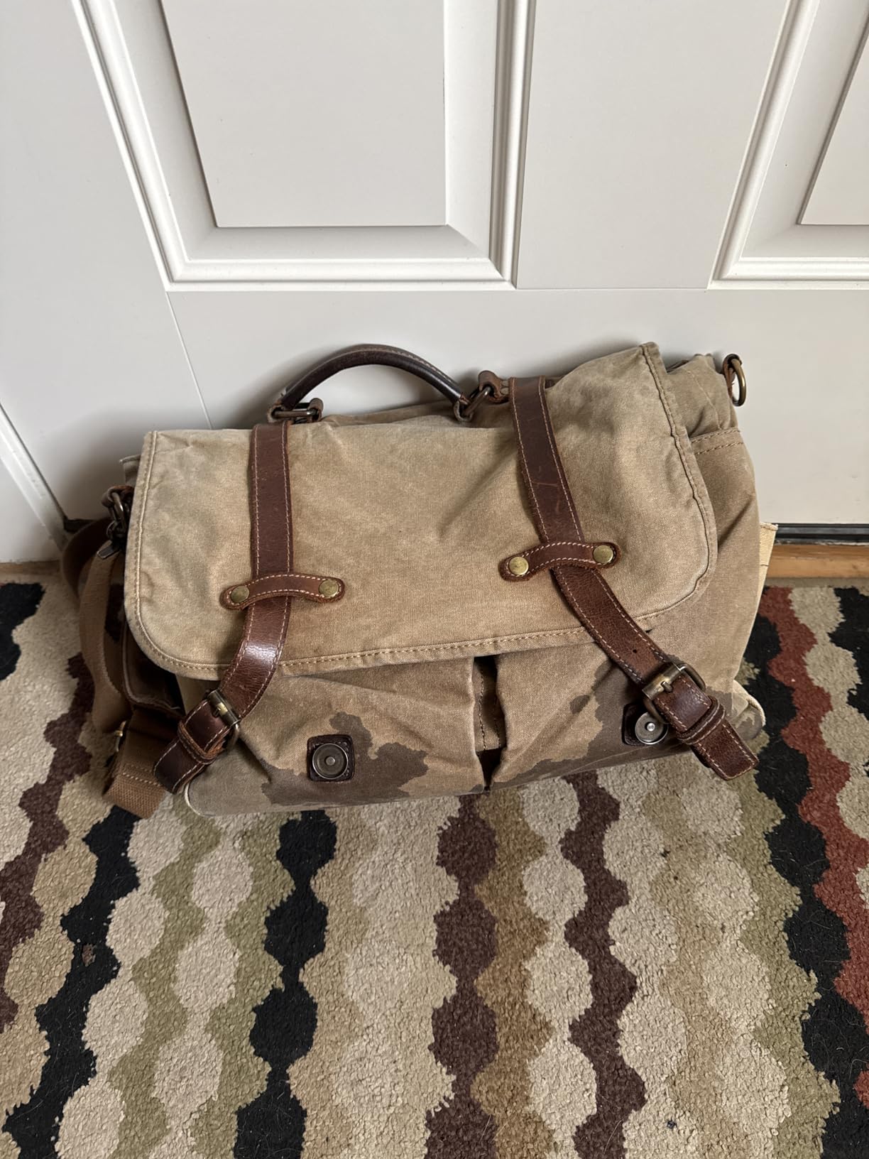 NEWHEY Mens Messenger Bag 15.6 Inch Business Office Work Briefcase Brown customer photo 2