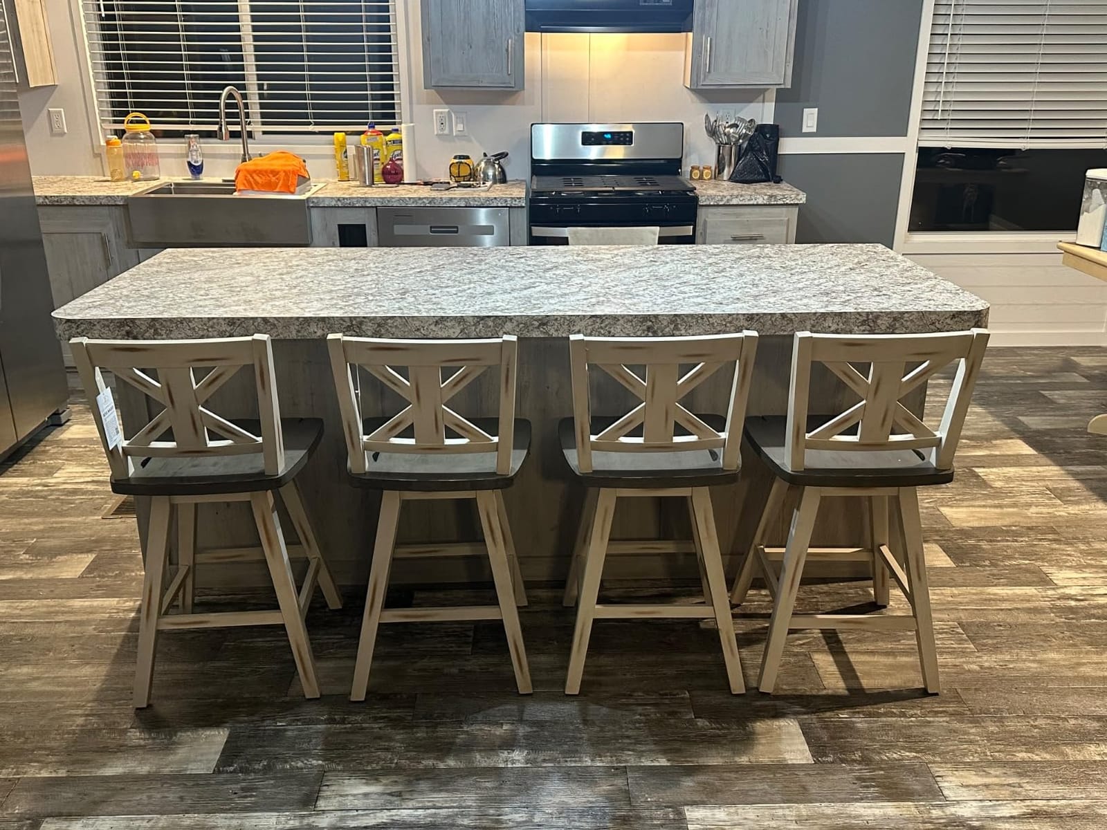 Lexicon Swivel Counter Height Stools Set of 2,X Back,Antique White/Grey customer photo 2