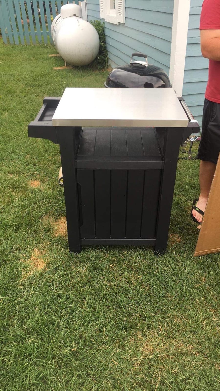 Keter Unity Portable Outdoor Table and Storage Cabinet with Hooks for Grill Accessories-Stainless Steel Top for Patio Kitchen Island or Bar Cart customer photo 2