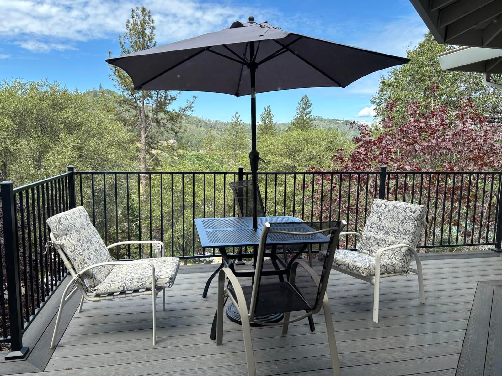 PHI VILLA Patio Table w/Umbrella Hole, Black Metal Dining Table for 4 customer photo 1