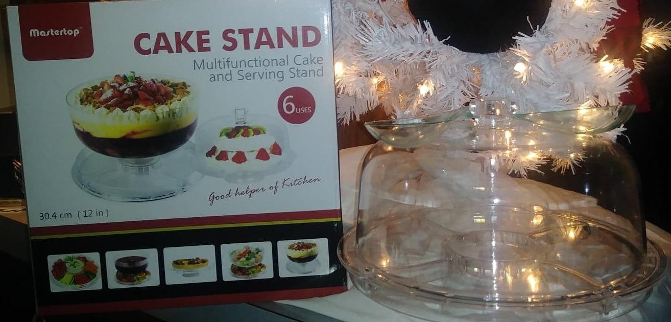 2 IN 1 Cake Stand with Dome Lid,360° Rotation,12” Round Cake Holder customer photo 1