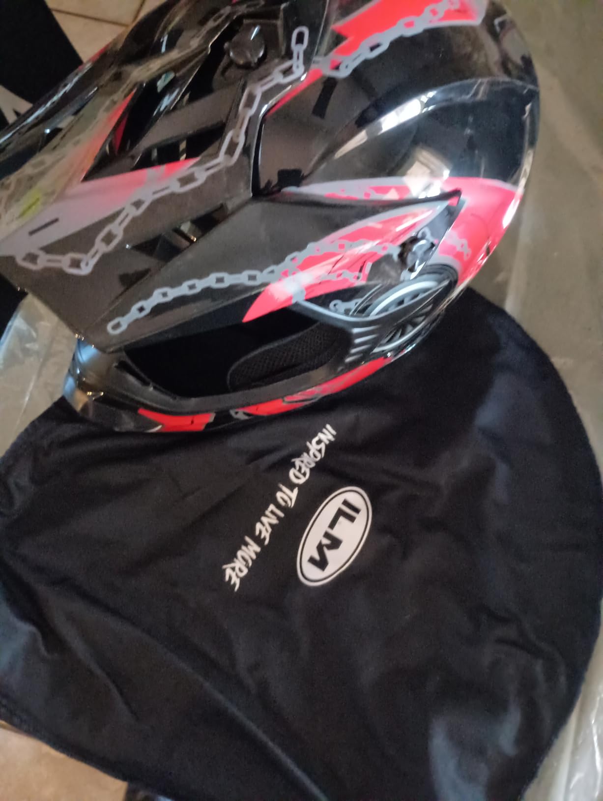 ILM Adult Dirt Bike Helmets Motocross ATV Dirtbike BMX MX Offroad Full Face Motorcycle Helmet, DOT Approved Model 128S (Matte Black, Adult-L) customer photo 2