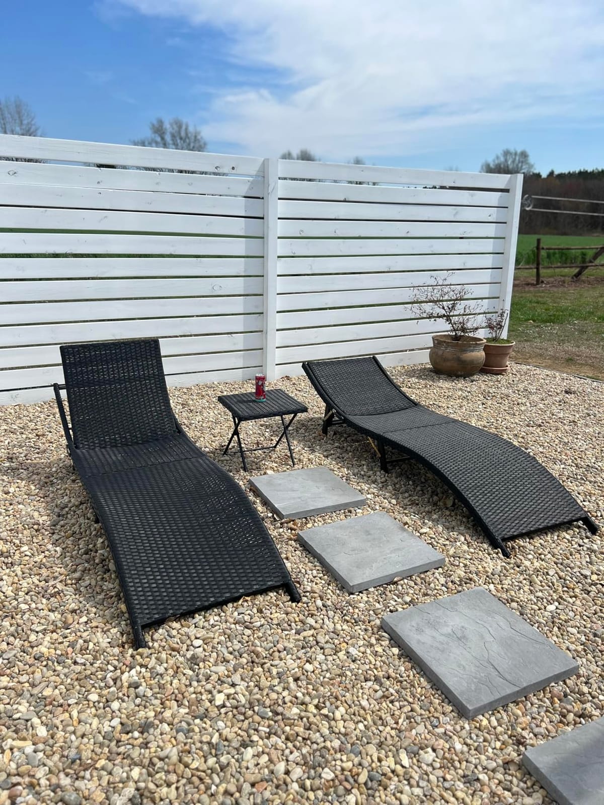 Devoko Patio Chaise Lounge Sets Outdoor Rattan Adjustable Back 3 Pieces Cushioned Patio Folding Chaise Lounge with Folding Table (Beige) customer photo 1