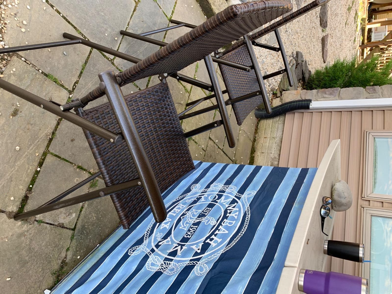 Giantex Set of 4 Folding Wicker Rattan Bar Chairs High Stool with Back Steel Frame Portable Outdoor Indoor UV Resistant Barstools Garden Patio Furniture Set w/Armrests Footrest customer photo 1