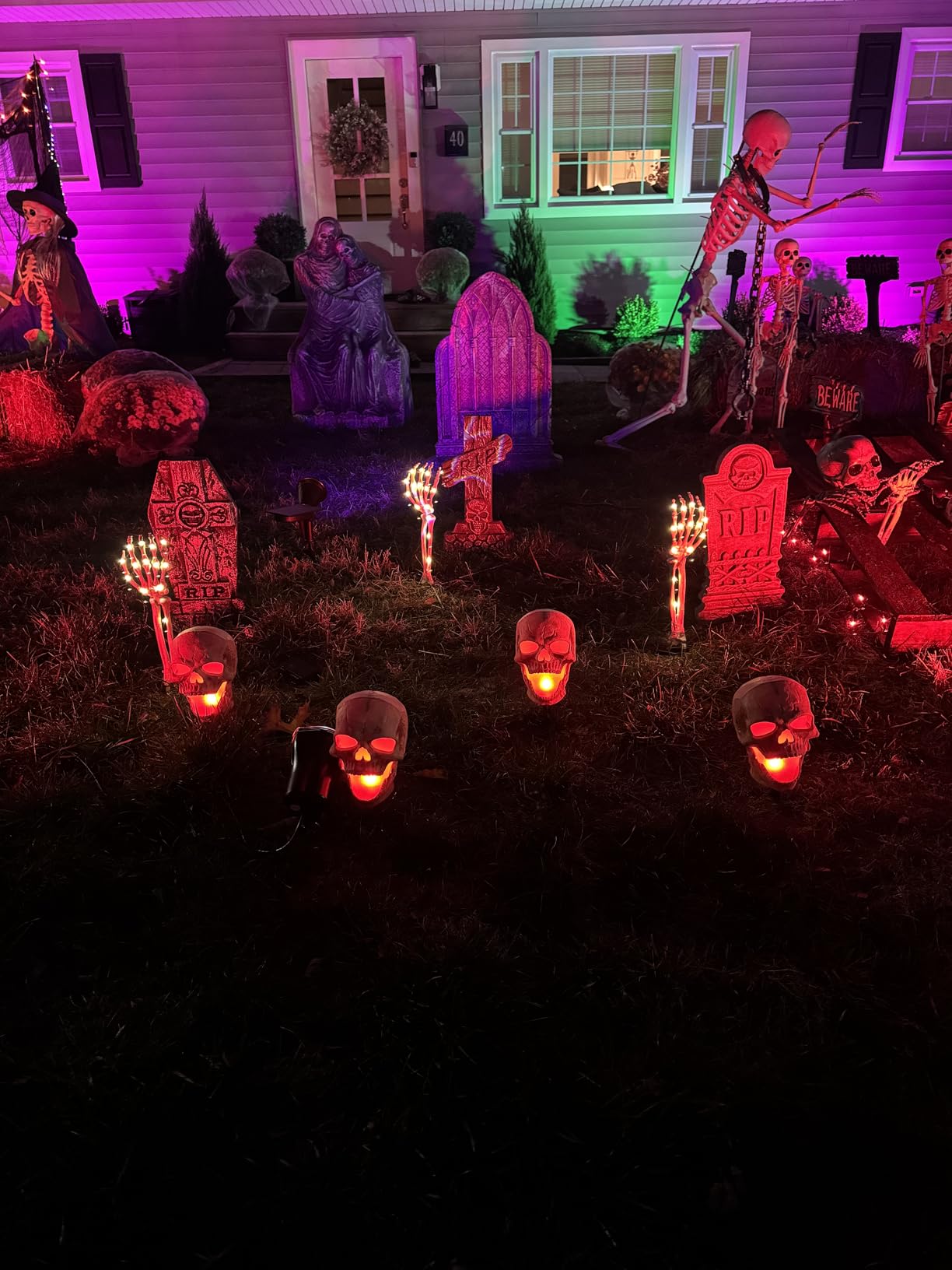 JOYIN 17” Halloween Foam RIP Graveyard Tombstones (5 Pack), Halloween Tombstones Outdoor Decorations for Graves Decorations with 12 Metal Stakes for Cemetery Yard Lawn Party Decor customer photo 1