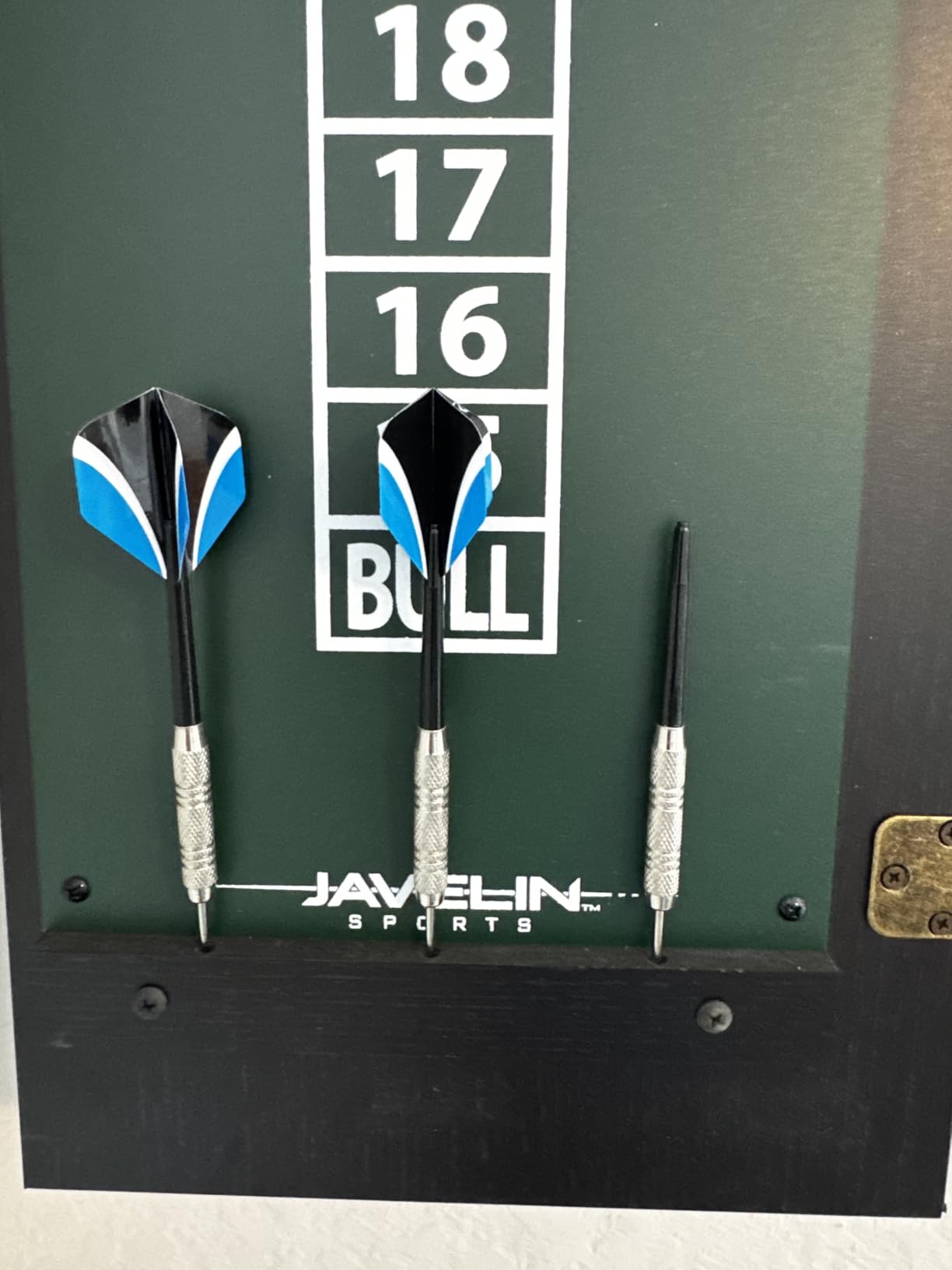 EastPoint Belmont Dart Board Cabinet, 6 Steel Tip Darts, Game Room Decor customer photo 1