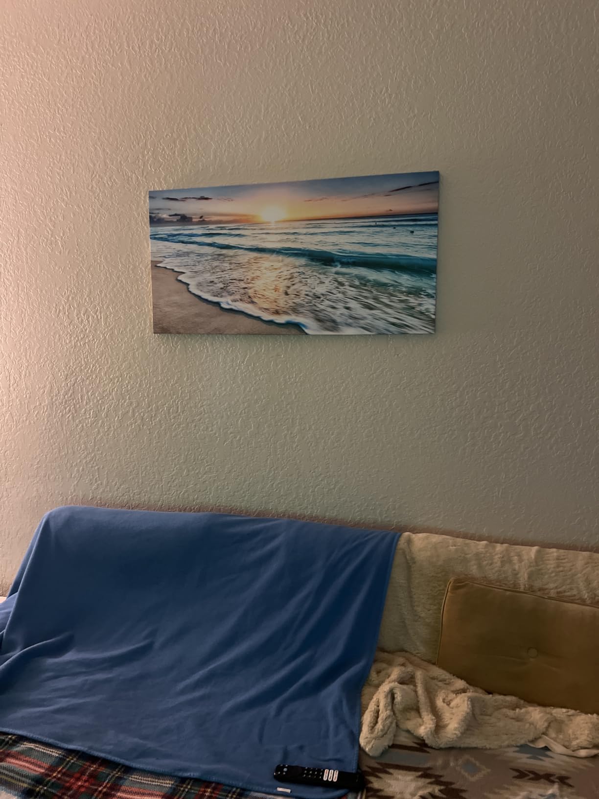 Baisuart S02250 Canvas Prints Wall Art Beach Sunset Ocean Waves Nature Pictures Stretched Canvas Wooden Framed for living Room Bedroom and Office customer photo 2