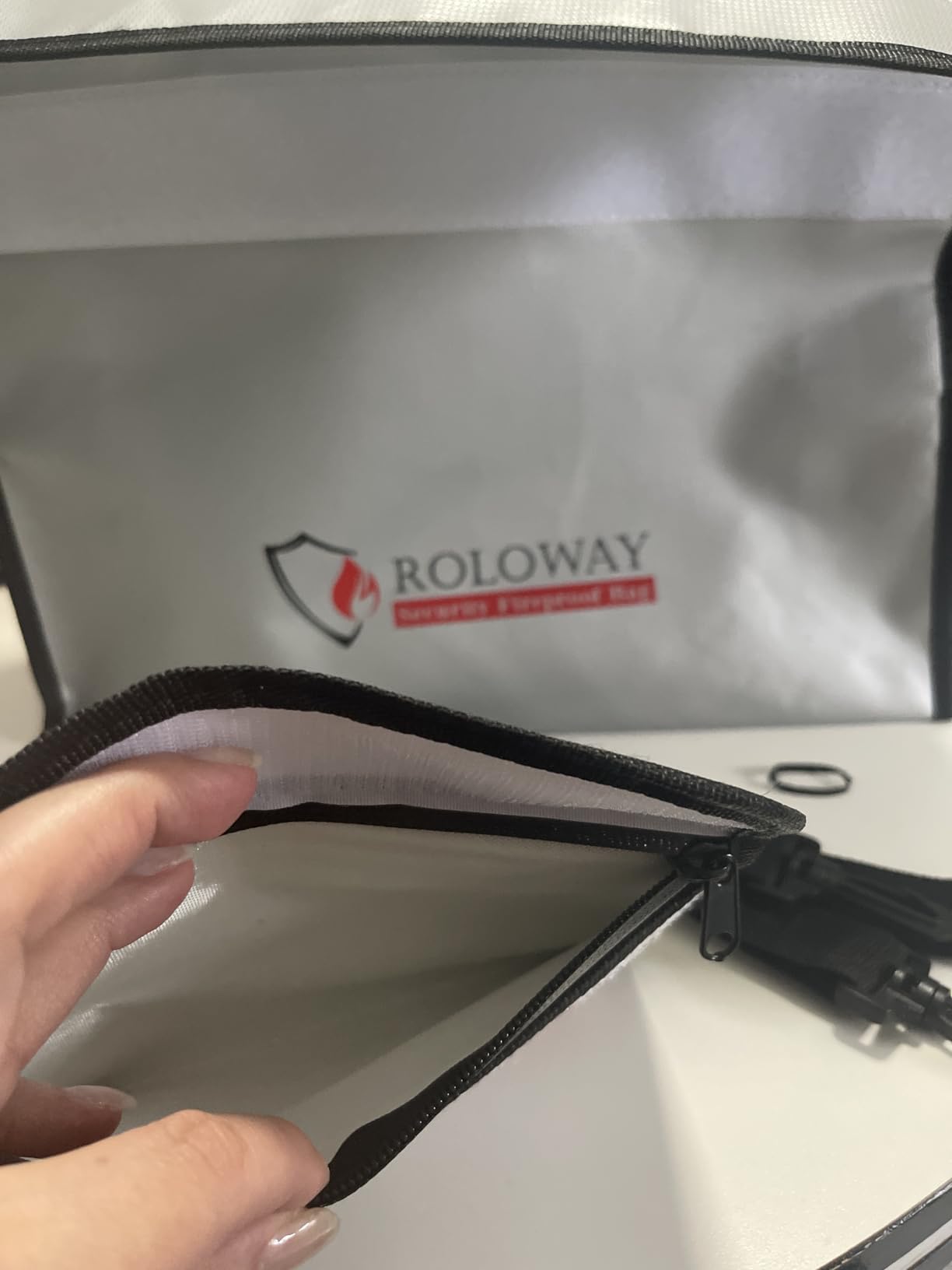 ROLOWAY Fireproof Document & Money Bags, Large Fireproof & Water Resistant Bag (15 x 12 x 5 inches), Fireproof Folder Safe Bag for Cash, Valuables & Passport, with Silicone Coating & Zipper Closure customer photo 2