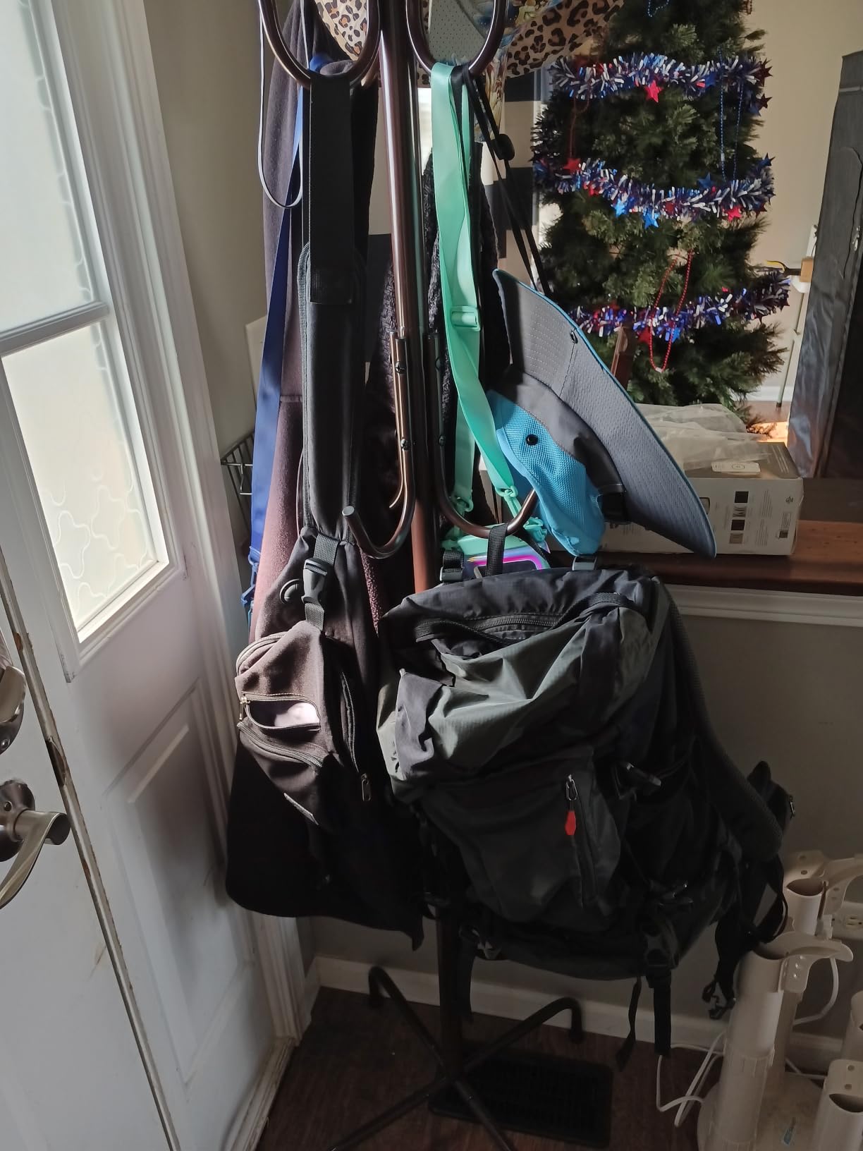 Simple Houseware Standing Coat/Hat Hanger Organizer Rack, 12 Hooks, Bronze customer photo 2