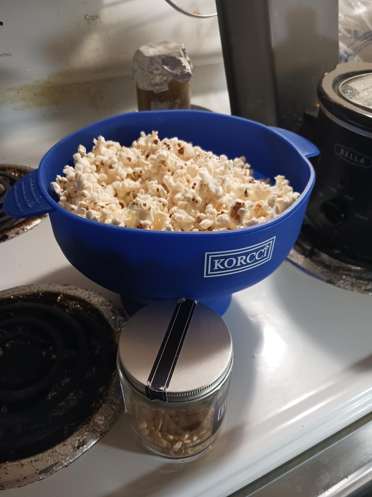 The Original Korcci Microwaveable Silicone Popcorn Popper, Microwave Popcorn Popper, Collapsible Microwave Popcorn Maker Bowl, No Oil Required, Use In Microwave, Dishwasher Safe (Blue) customer photo 2