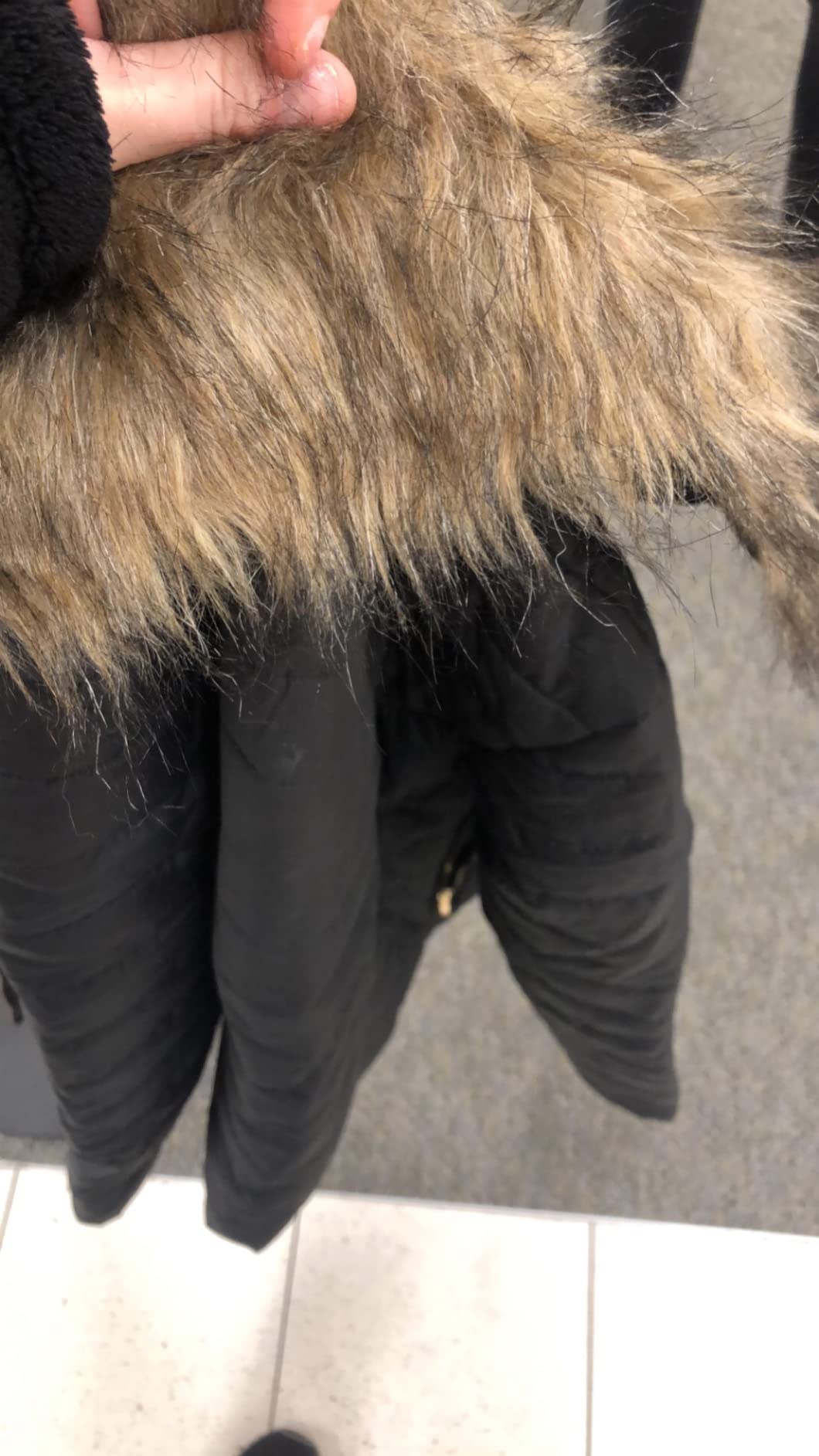 Vetinee Women Casual Faux Fur Lapel Zip Pockets Quilted Parka Jacket Puffer Coat customer photo 1