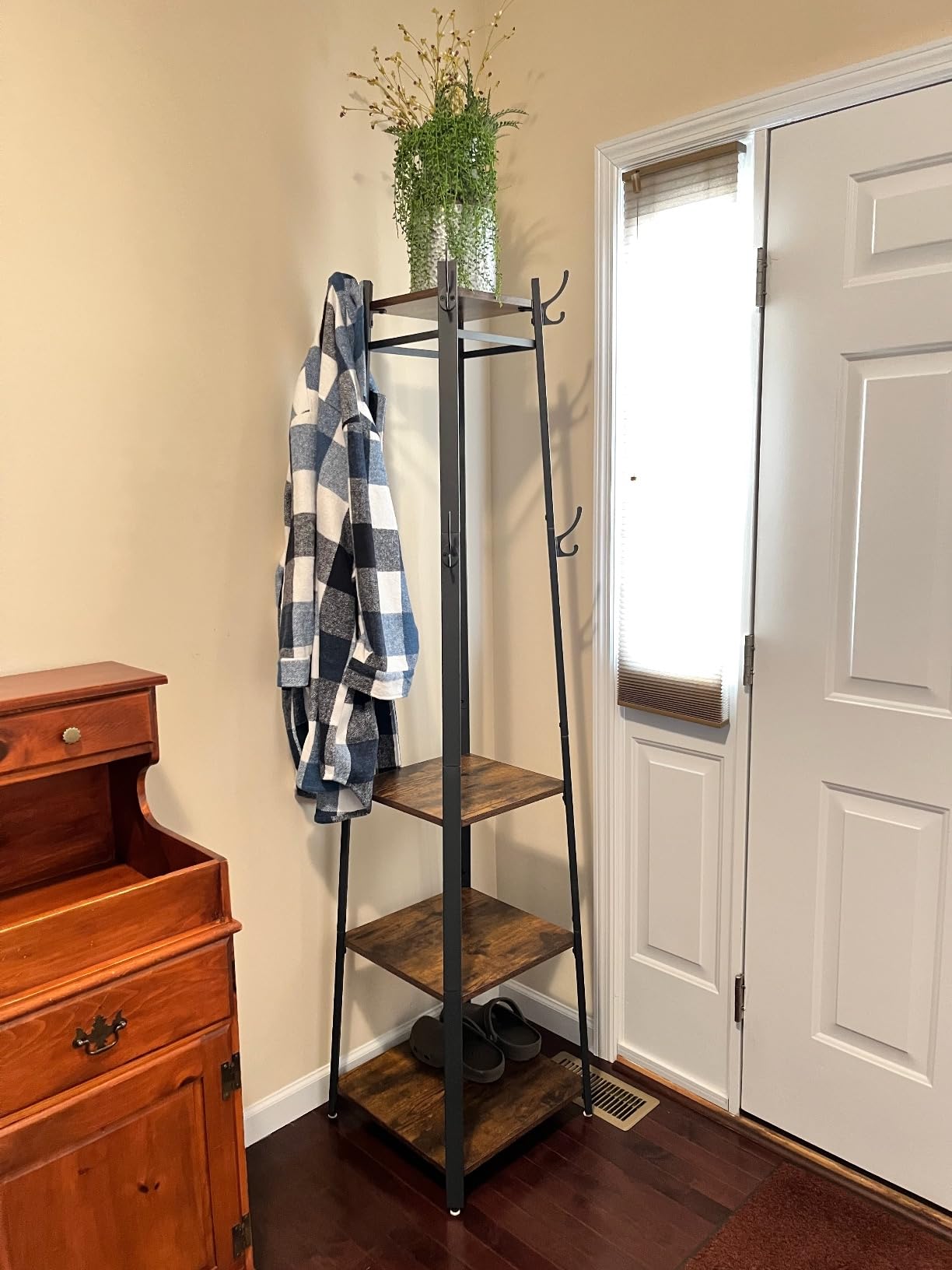 VASAGLE Coat Rack Freestanding, Hall Tree with 4 Shelves | Coat Hanger Stand, for Clothes, Hat, Bag, Modern basic, Rustic Brown and Black, BARNET Collection ULCR80X customer photo 2