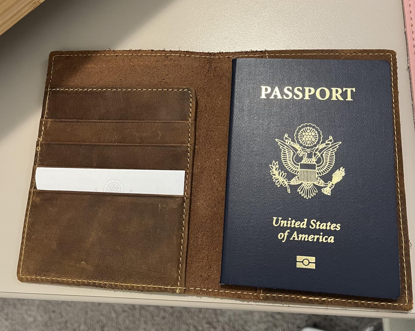 WANDERINGS Leather Travel Wallet with Passport Holder - 4