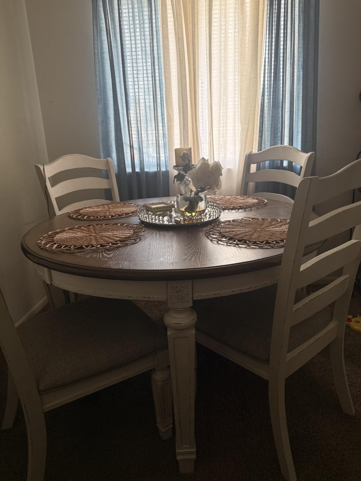 Signature Design by Ashley Extendable Round to Oval Dining Table, White customer photo 1