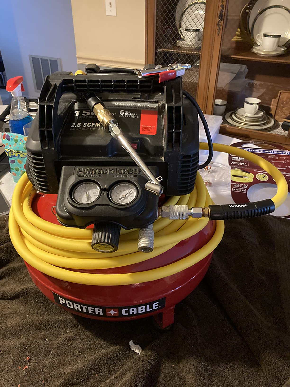 Hromee 19 Pieces Air Compressor Accessories Kit with 3/8 Inch x 25FT Hybrid Hose, 1/4 Inch NPT Quick Connect Fittings, Air Blow Gun, Tire Gauge and Wire Brush customer photo 1