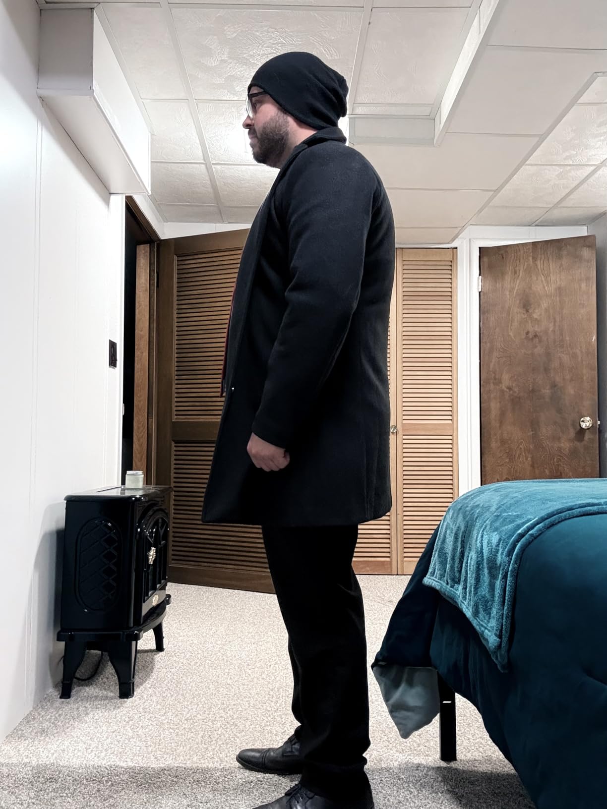 Springrain Men's Wool Blend Pea Coat Single Breasted Overcoat customer photo 1