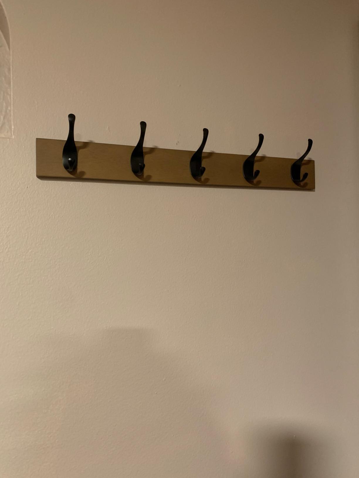 Amazon Basics Wall Mounted Modern Coat Rack for Entryway and Bedroom with Versatile Storage Hooks, Rectangular, 8-Hook, White customer photo 1