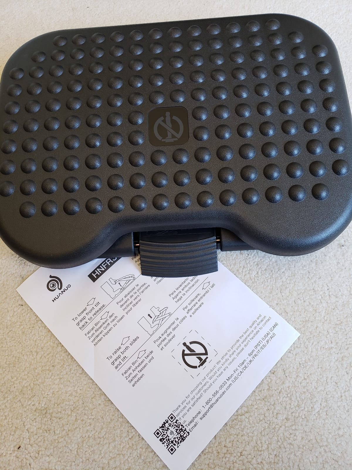 HUANUO Adjustable Foot Rest for Under Desk with Massage Surface and Tilt customer photo 2