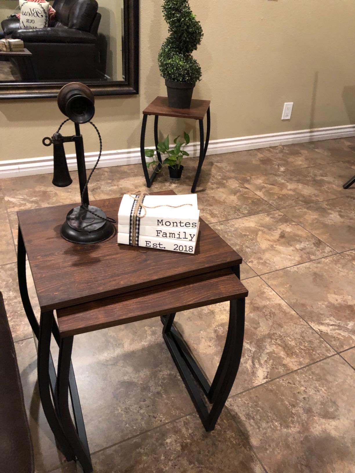 SRIWATANA Nesting Tables, Vintage Side End Tables Living Room, Coffee Snack Table Set of 3 customer photo 2