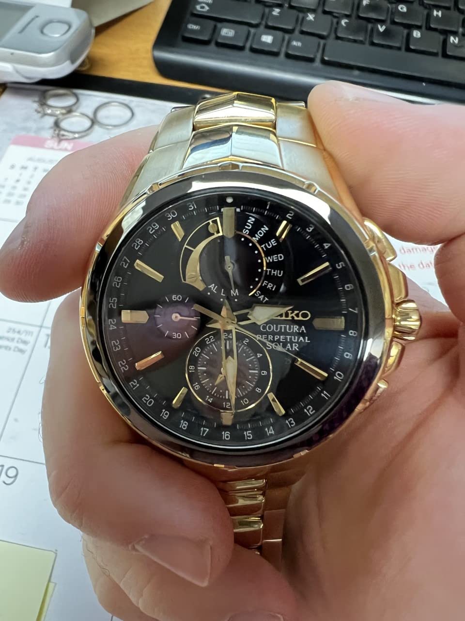 Coutura Men's Solar Perpetual Calendar Alarm Chronograph Watch customer photo 1