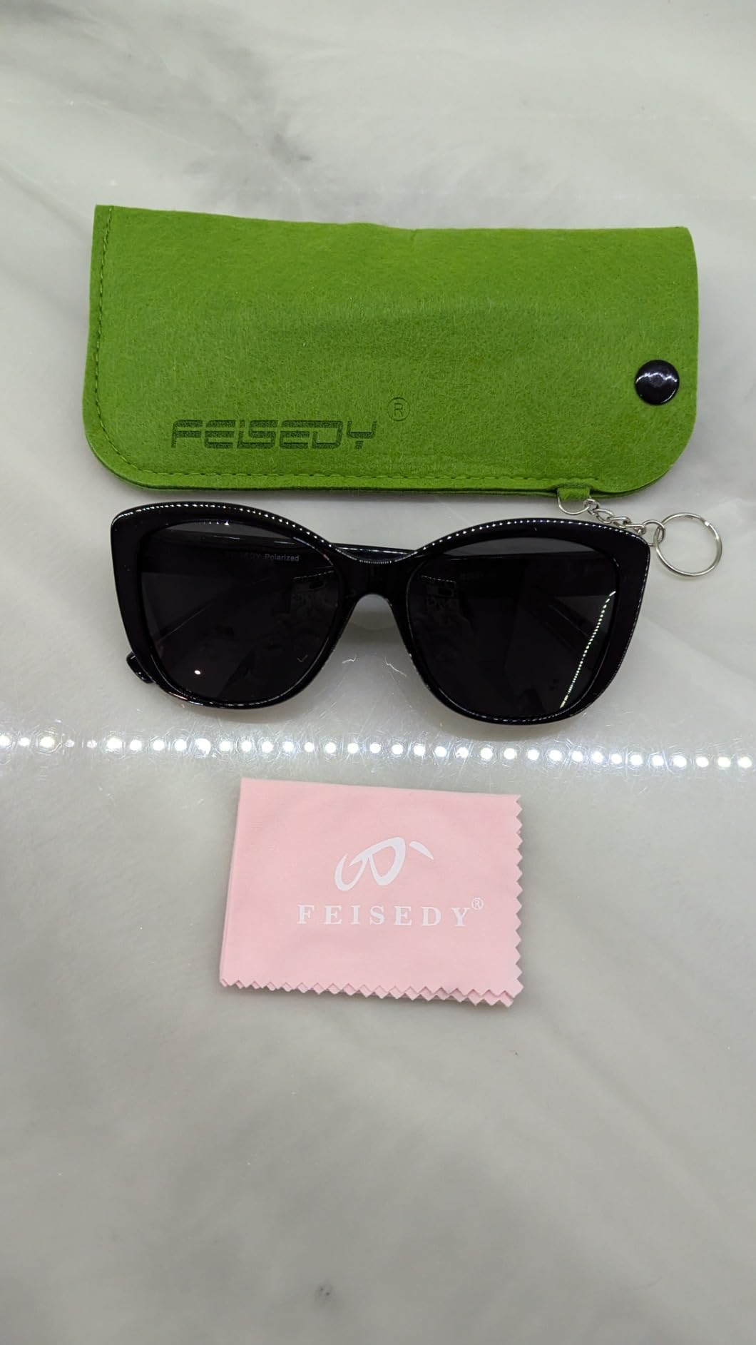 FEISEDY Polarized Vintage Sunglasses American Womens Square Jackie O Cat Eye Sunglasses B2451 customer photo 1