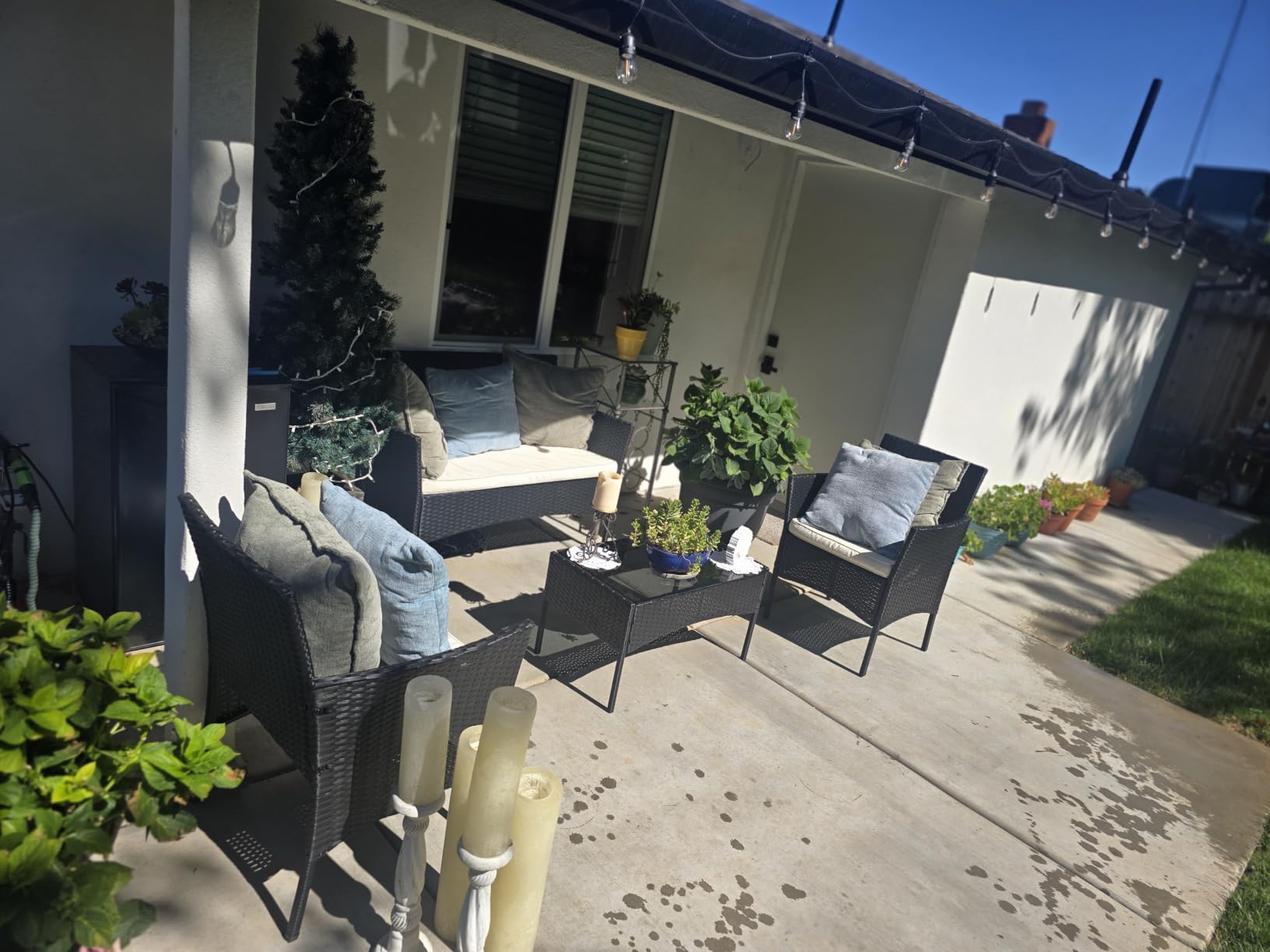 FDW 4-Piece Patio Furniture Set | Black | Outdoor Wicker Furniture customer photo 1