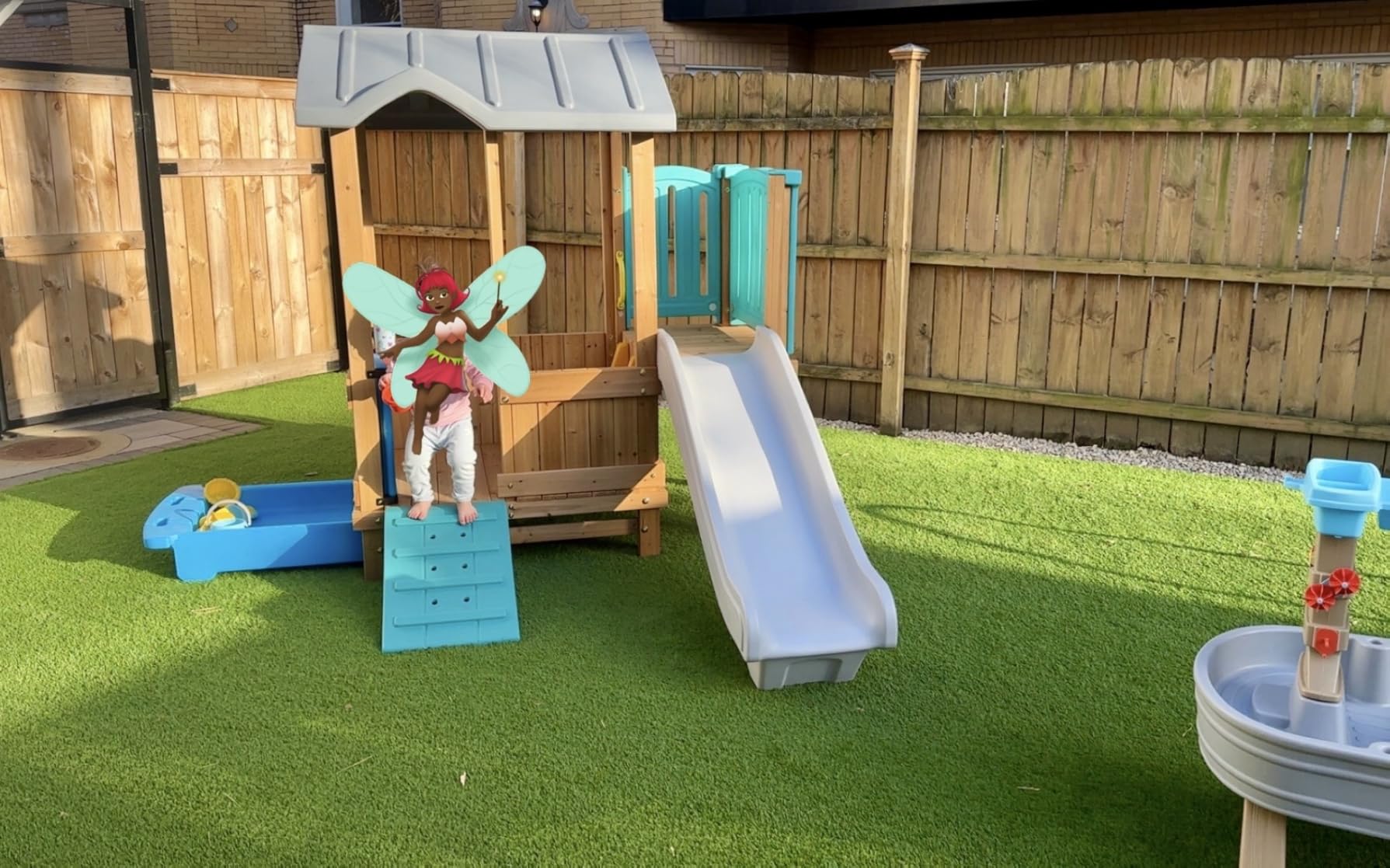 Step2 Woodland Adventure Playhouse & Slide, Kids Outdoor Playset, Backyard Playground Set, Swings, Storage Drawer, Made of Wood & Durable Plastic, Outside Jungle Gym, for Children 3-8 Years Old customer photo 2