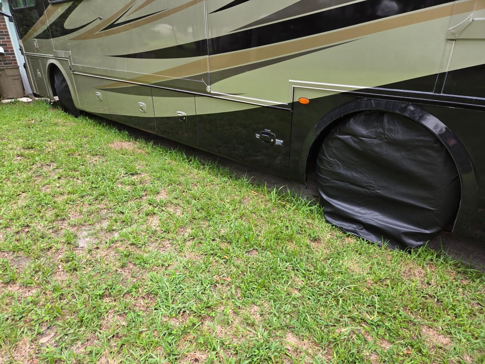 Tire Covers for RV Wheel Set of 4, Motorhome Tire/Wheel Covers Waterproof Soft Vinyl Black Tire Protectors Tire Covers Fits 40