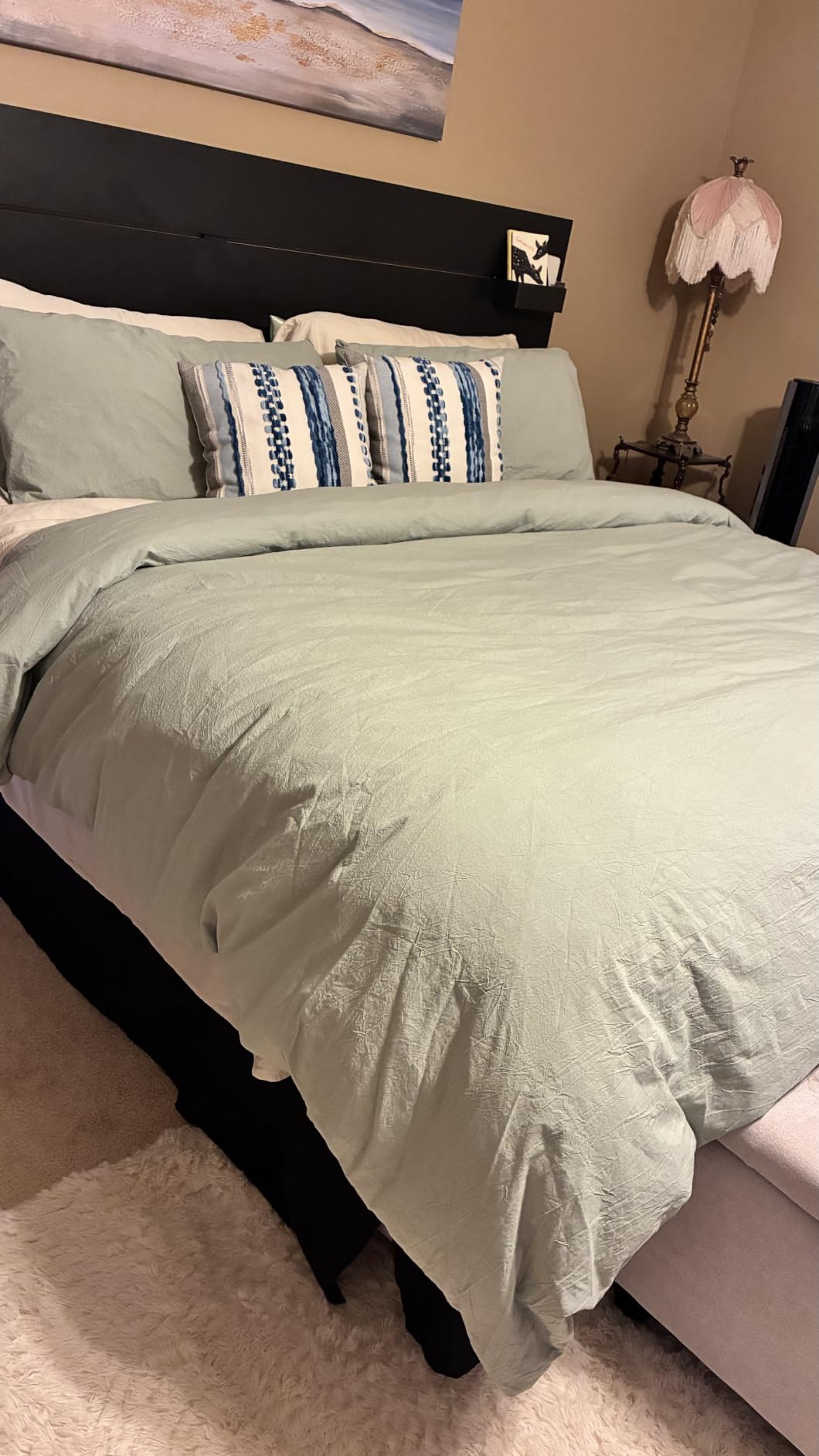 MooMee Duvet Cover Set 100% Washed Cotton Linen Like Queen customer photo 1