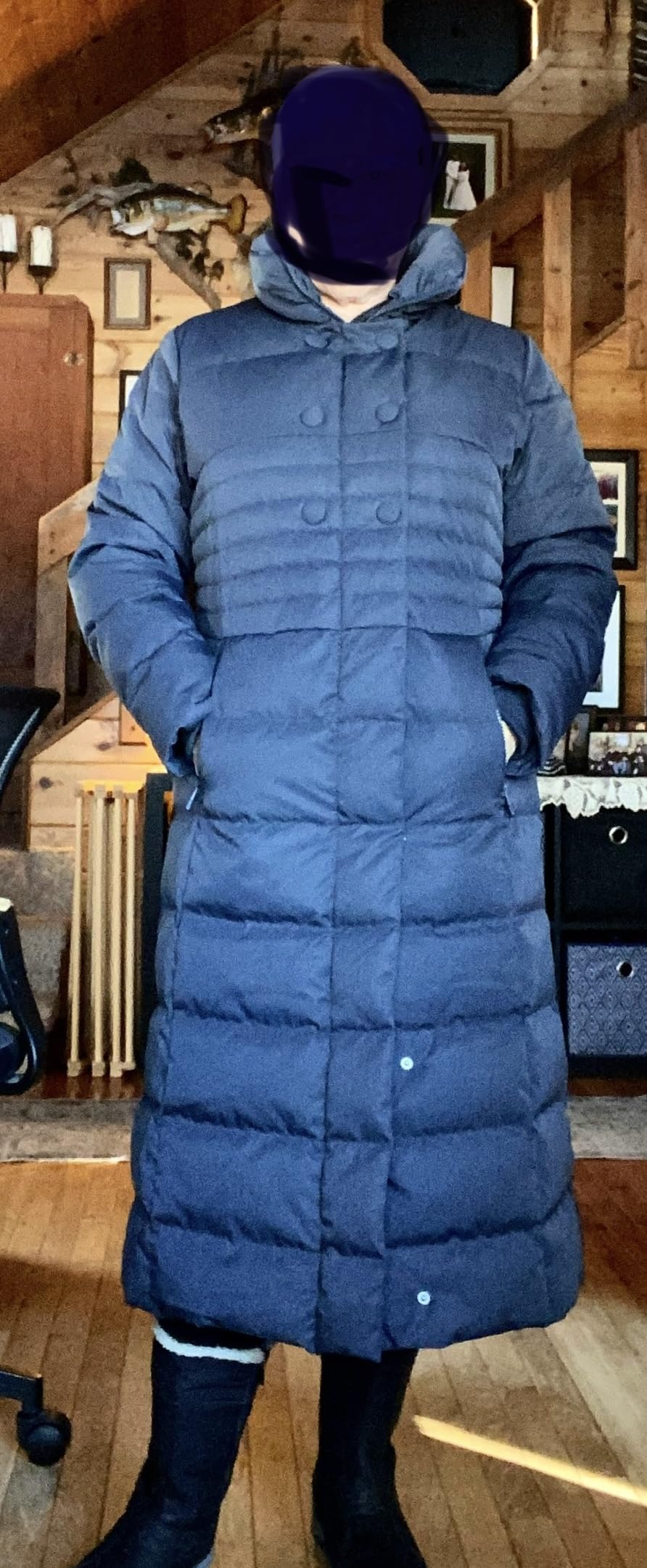 Orolay Women Warm Down Jacket with Hood Fur Long Puffer Coat Brown customer photo 1