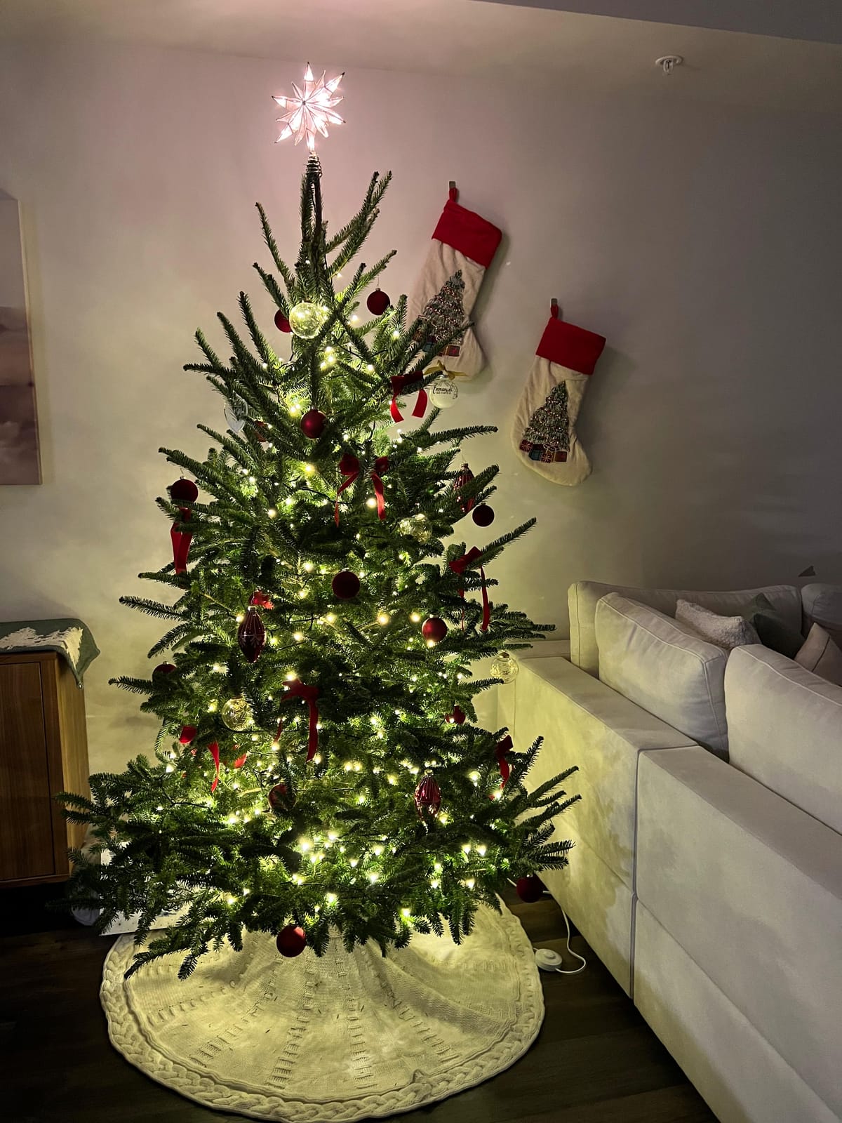 Knit Christmas Tree Skirts, Neutral Tree Skirt, Cozy Christmas Decorations customer photo 1