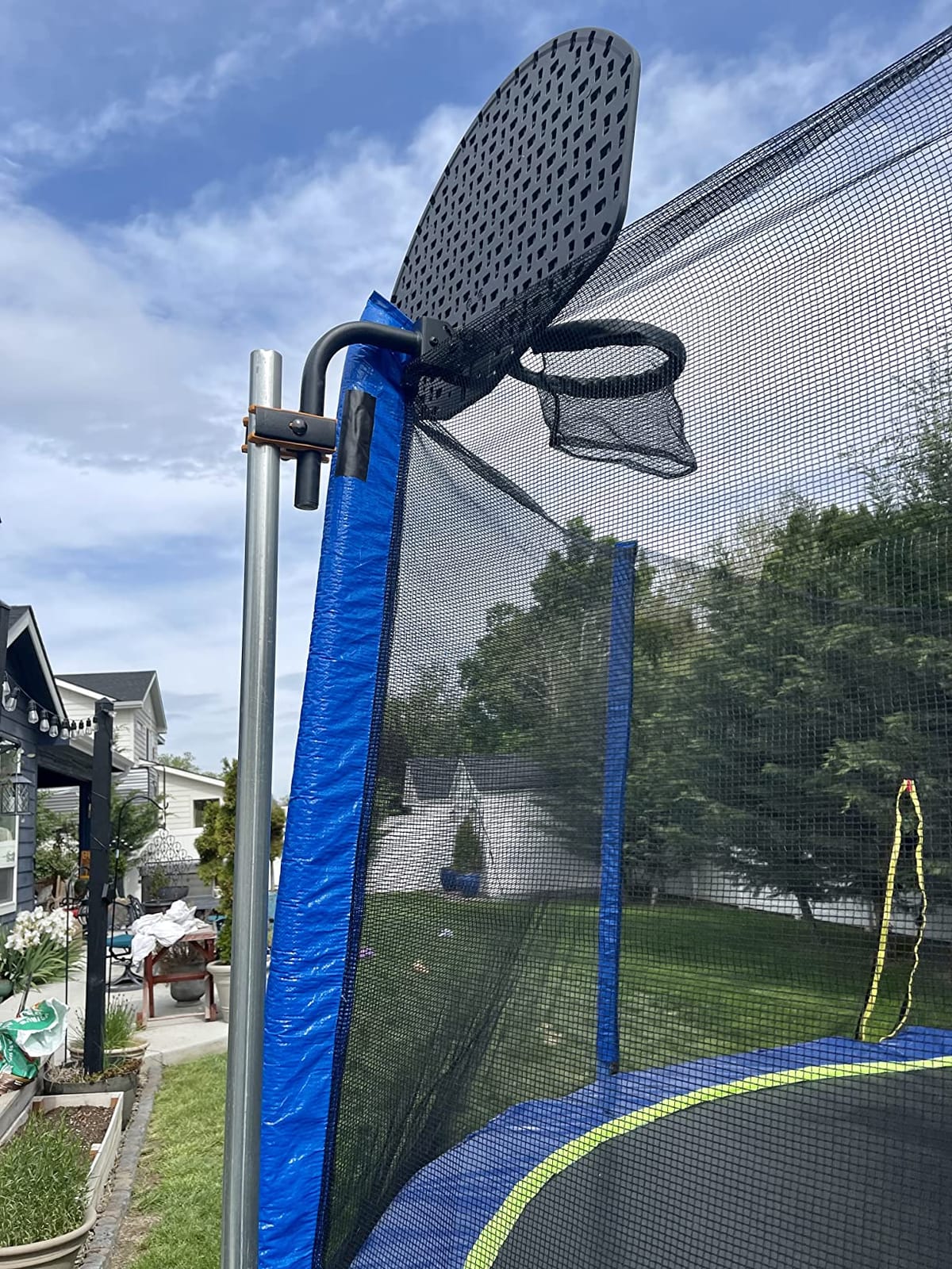 Jump Tastic Trampoline Trampoline Basketball Hoop, Fits Straight and Curved Pole Basketball Hoop for Trampoline, Universal Attachment with Mini Ball and Pump customer photo 2