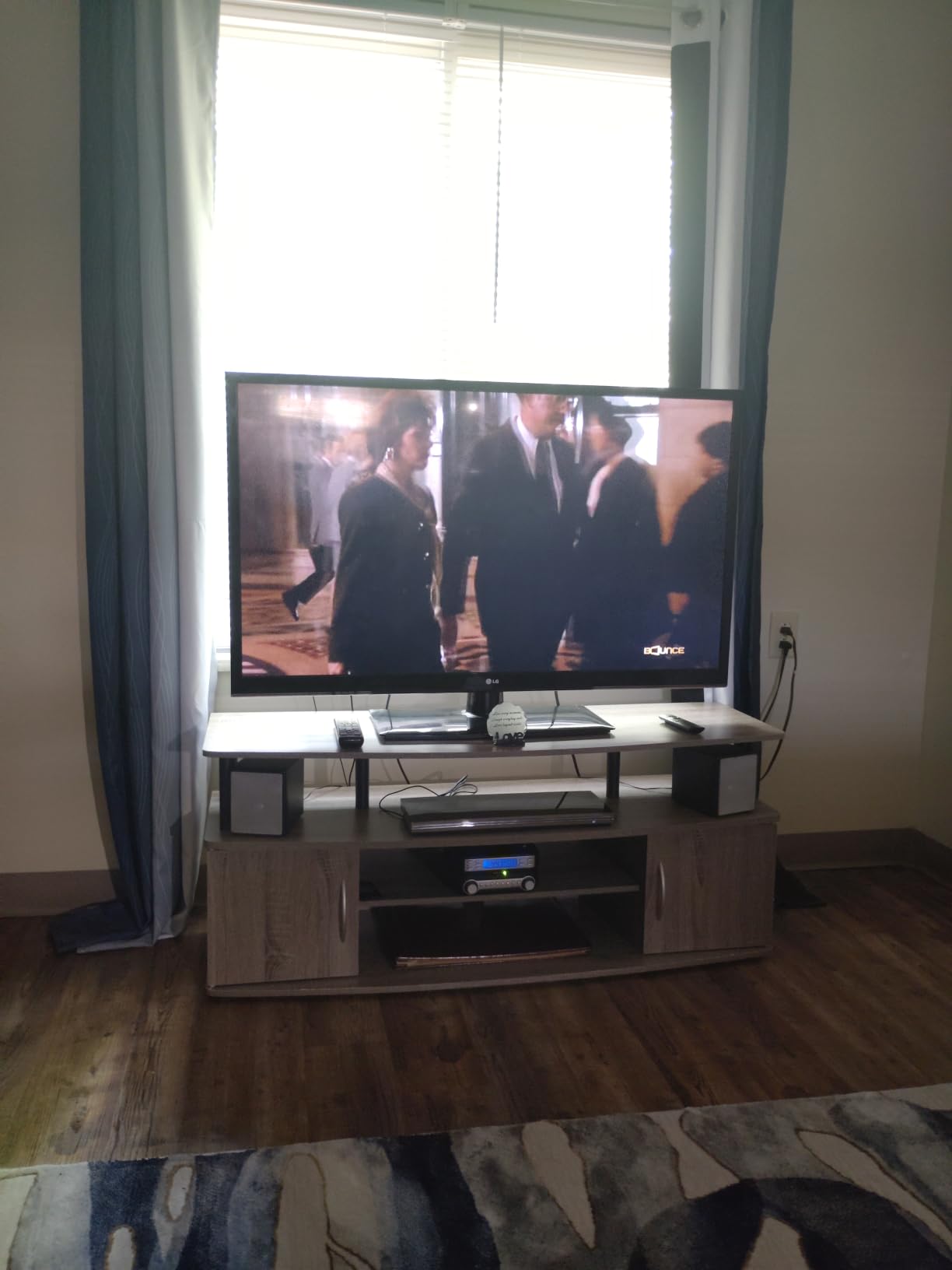 Furinno JAYA Large Entertainment Stand for TV Up to 55 Inch, French Oak Grey/Black customer photo 1