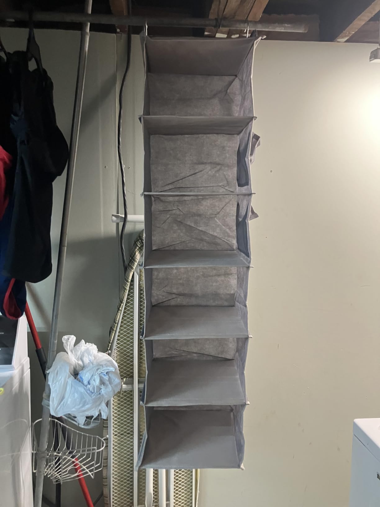 YOUDENOVA Hanging Closet Organizer and Storage, 6-Shelf, Grey | Dorm Room Essentials for Guys, Clothes Organizer with 2 Side Pockets, Hanging Shelves for Closet Storage, Breathable Fabric customer photo 1