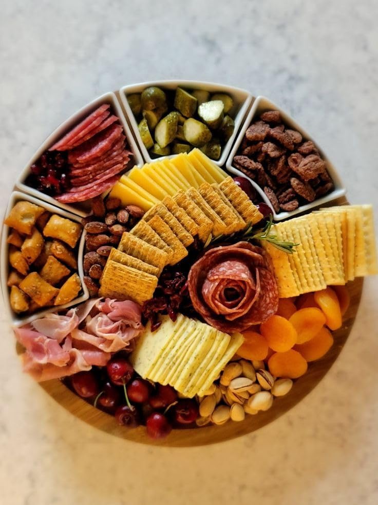 ChefSofi Charcuterie Board Set and Cheese Serving Platter - Made from Acacia Wood - US Patented 13 inch Cheese Board and Knife Set for Entertaining and Serving - 4 Knives and 4 Bowls customer photo 1