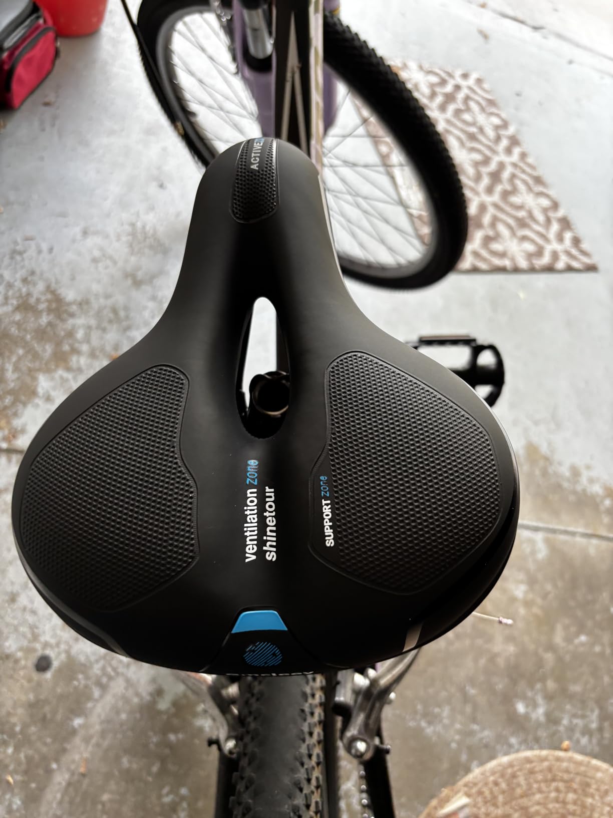 Comfort Bike Seat for Women Men,Wide Bicycle Saddle Replacement Memory Foam Padded Soft Bike Cushion with Dual Shock Absorbing Universal Fit for Indoor/Outdoor Bikes with Reflect customer photo 1