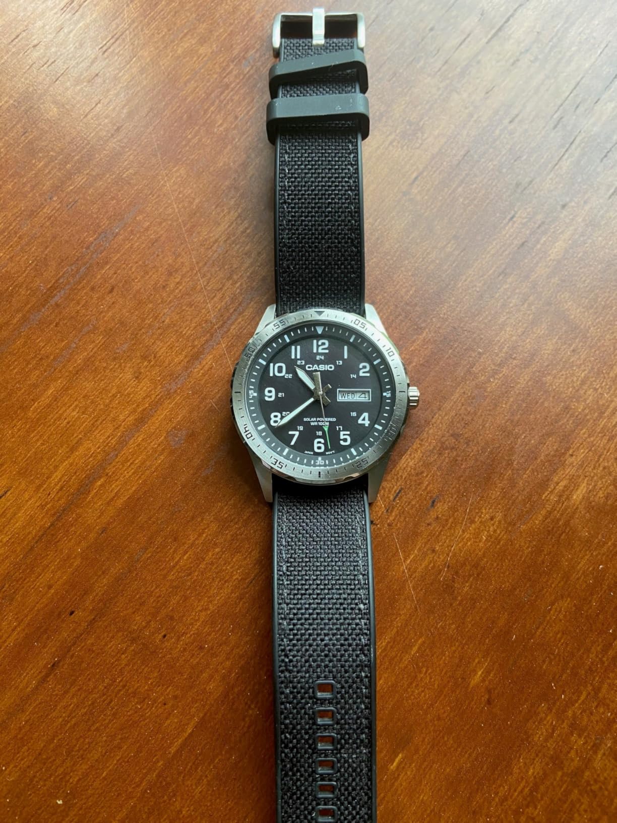 Casio MTPS120L Series | Unisex Analog Watch | 100M WR | Stainless Steel Case | 3 Hand Analog (HR, Min, SEC) | Date Display | Low Battery Alert | Military Styling | Solar Powered customer photo 2